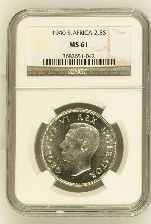 " Brilliant UNC " 1940 Half Crown (2.5S) - NGC Graded MS61 - R1 Start.